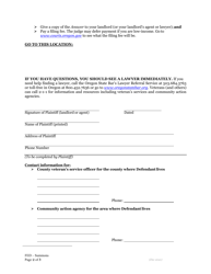 Residential Eviction Summons - Oregon, Page 2