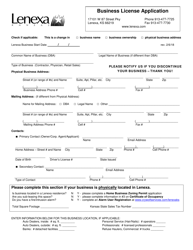 Document preview: Business License Application - City of Lenexa, Kansas