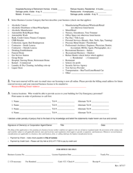 Business License Application - City of Lenexa, Kansas, Page 2