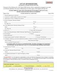 Document preview: Business License Registration - City of Jeffersontown, Kentucky
