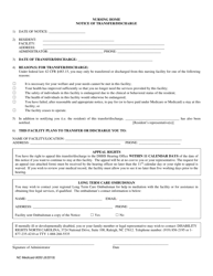Document preview: Form DMA-9050-IA Nursing Home Notice of Transfer/Discharge - North Carolina