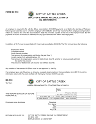 Document preview: Form BC-W-3 Employer's Annual Reconciliation of Bc-941 Payments - City of Battle Creek, Michigan
