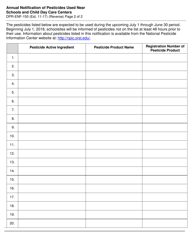 Form DPR-ENF-150 Annual Notification of Pesticides Used Near Schools and Child Day Care Centers - California, Page 2