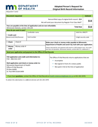 Adopted Person&#039;s Request for Original Birth Record Information - Minnesota, Page 2