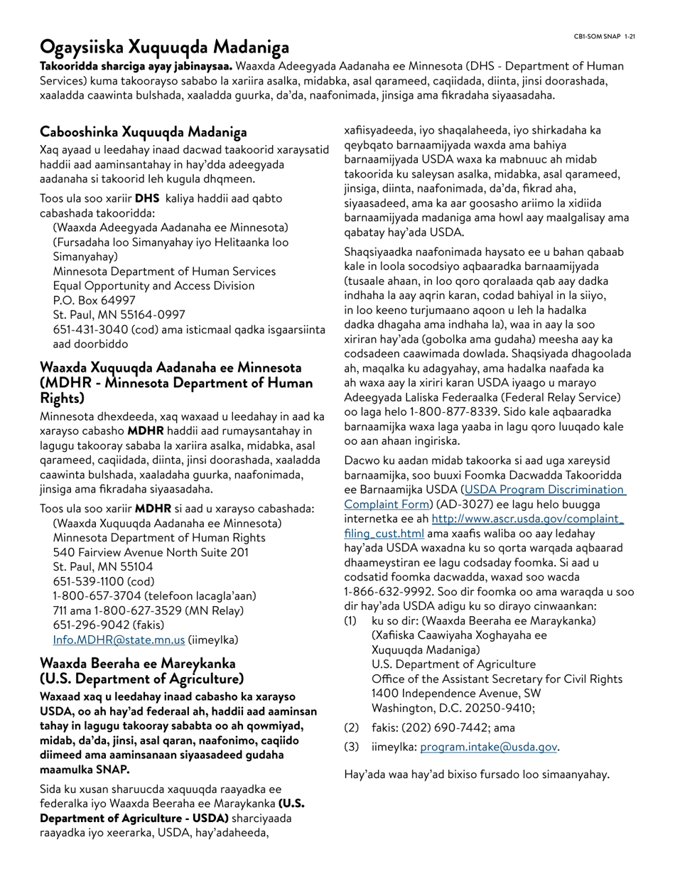 Form DHS-3529-SOM Supplemental Nutrition Assistance Program (Snap) Benefits Screening Form - Minnesota (Somali), Page 3