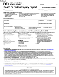 Document preview: Form DHS-6929-ENG Death or Serious Injury Report - Minnesota