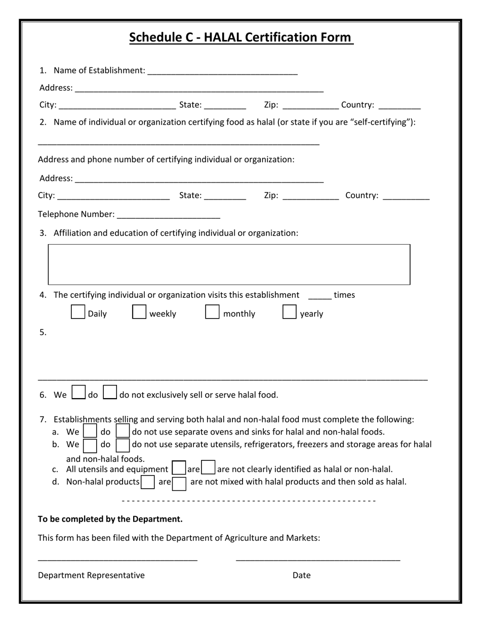 Manufacturer / Producer of Non-prepackaged Halal Food Registration Form - New York, Page 4