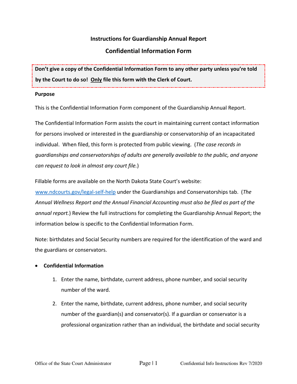 Instructions for Guardianship Annual Report - North Dakota, Page 11