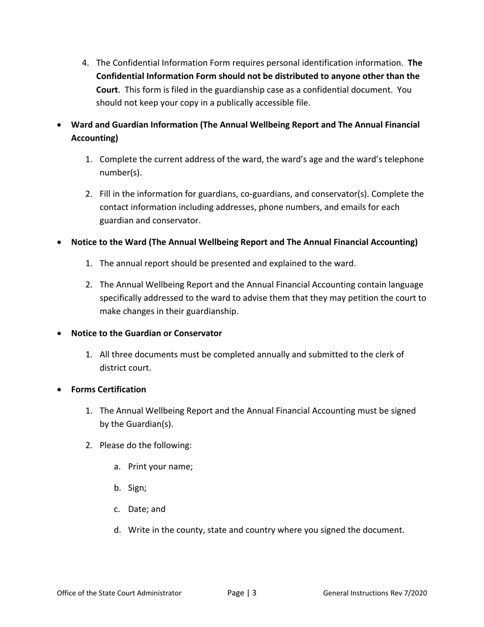 Instructions for Guardianship Annual Report - North Dakota, Page 3