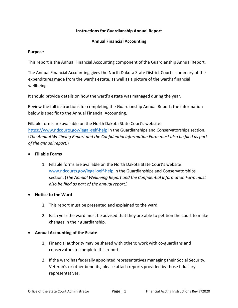 Instructions for Guardianship Annual Report - North Dakota, Page 8