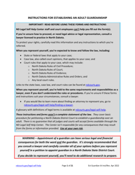 Document preview: Instructions for Establishing an Adult Guardianship - North Dakota