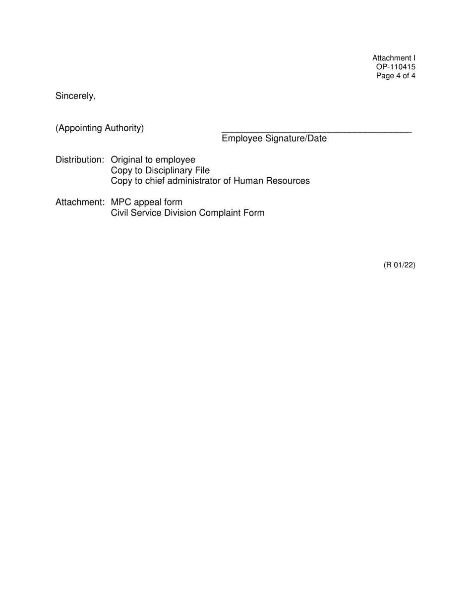 Form OP-110415 Attachment I Example / Notice of Pre-termination Hearing and Termination - Oklahoma, Page 4