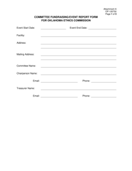 Form OP-120702 Attachment A Committee Fundraising/Event Report Form for Oklahoma Ethics Commission - Oklahoma