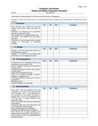 Form OP-130107C Probation and Parole Health and Safety Inspection Checklist - Oklahoma