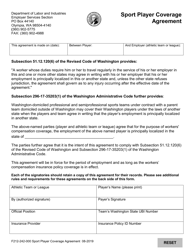 Form F212-242-000 Sport Player Coverage Agreement - Washington