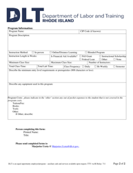 Eligible Training Provider Registered Apprenticeship Application - Rhode Island, Page 2