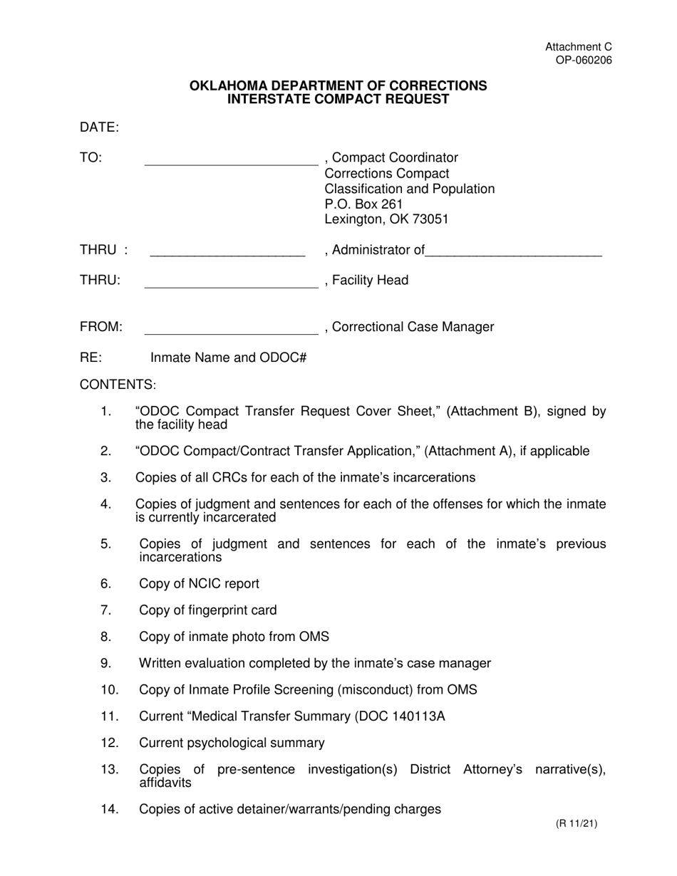 Form OP 060206 Attachment C Download Printable PDF Or Fill Online Interstate Compact Request