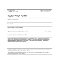 Form CIWMB81 Registration Permit - California