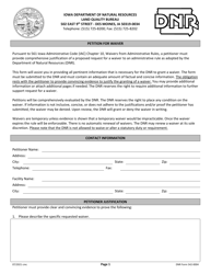 Document preview: DNR Form 542-0004 Petition for Waiver - Iowa