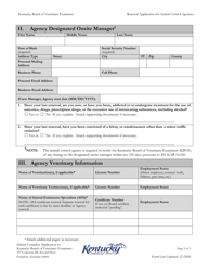 Renewal Application for Animal Control Agencies (Restricted Controlled Substance Registration Authorization) - Kentucky, Page 2
