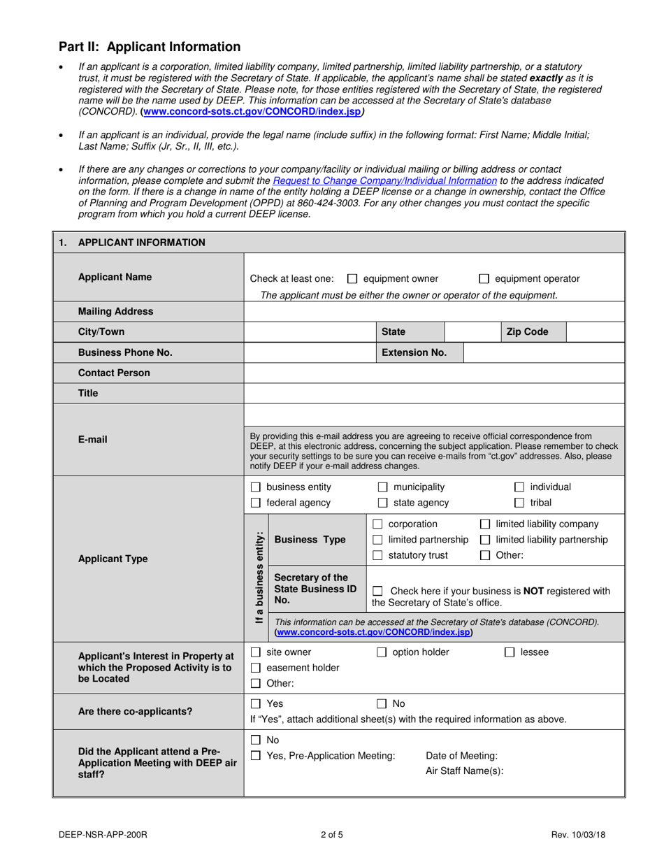 Form DEEP-NSR-APP-200R - Fill Out, Sign Online and Download Printable ...