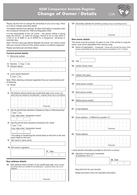 Form C3A  Printable Pdf