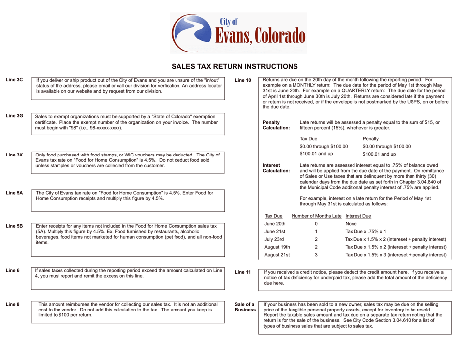 City Of Evans Colorado Sales And Use Tax Return Fill Out Sign   Page 2 Thumb 950 