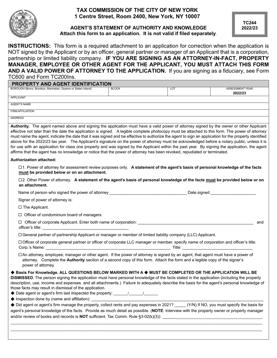 Form TC244 - 2023 - Fill Out, Sign Online and Download Printable PDF ...