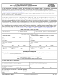 ENG Form 4345 &quot;Application for Department of the Army Permit&quot;