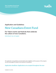 Form YG5988EQ &quot;New Canadians Event Fund Application&quot; - Yukon, Canada