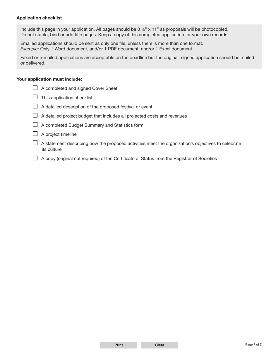 Form YG5988EQ New Canadians Event Fund Application - Yukon, Canada, Page 7