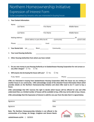 Document preview: Northern Homeownership Initiative Expression of Interest Form - Saskatchewan, Canada