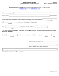 Form 7A Notice of Utility Arrears - Saskatchewan, Canada, Page 2