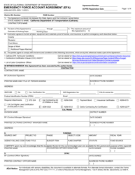 Document preview: Form ADM-4043EFA Emergency Force Account Agreement (Efa) - California