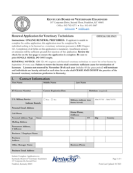Renewal Application for Veterinary Technicians - Kentucky