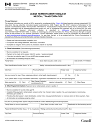 Form INTER40-008E Client Reimbursement Request Medical Transportation - Canada