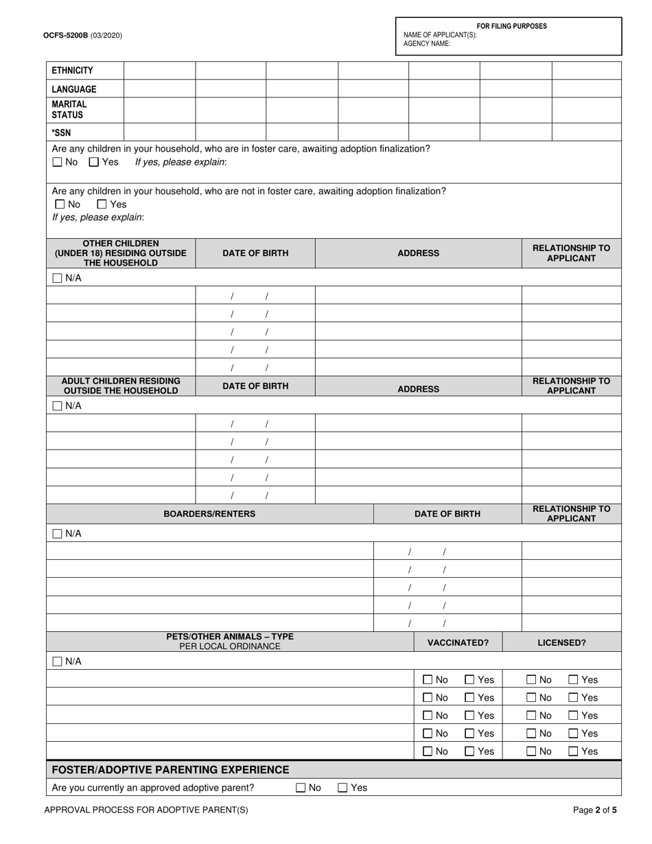 Form OCFS-5200B - Fill Out, Sign Online and Download Printable PDF, New ...