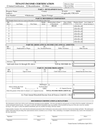 Document preview: Tenant Income Certification - California