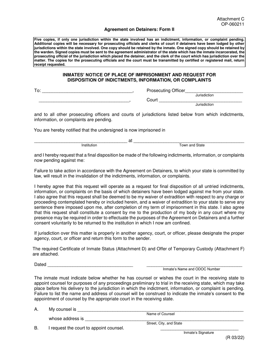 Form II (OP-060211) Attachment C - Fill Out, Sign Online and Download ...