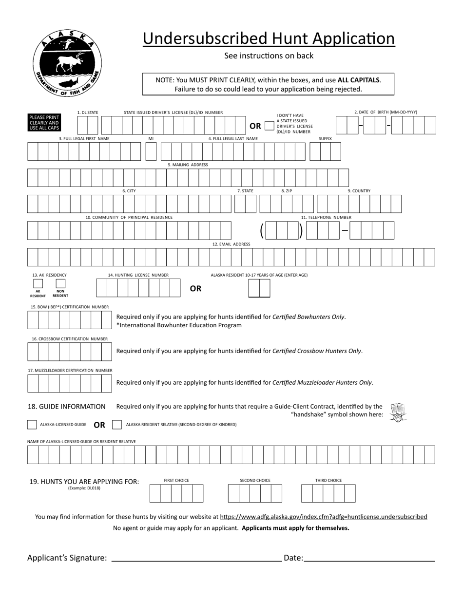 Undersubscribed Hunt Application - Alaska, Page 1