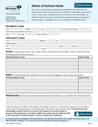 Document preview: Form REV85 0030 Notice of Escheat Estate - Washington