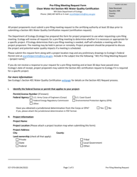 Document preview: Form ECY070-638 Pre-filing Meeting Request Form - Clean Water Act Section 401 Water Quality Certification - Washington