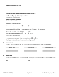 Form ECY070-638 Pre-filing Meeting Request Form - Clean Water Act Section 401 Water Quality Certification - Washington, Page 2