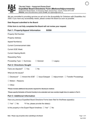 Expedited Board Directions Form (Motions/Adjournments) - Ontario, Canada