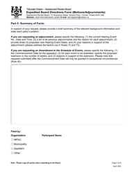 Expedited Board Directions Form (Motions/Adjournments) - Ontario, Canada, Page 3