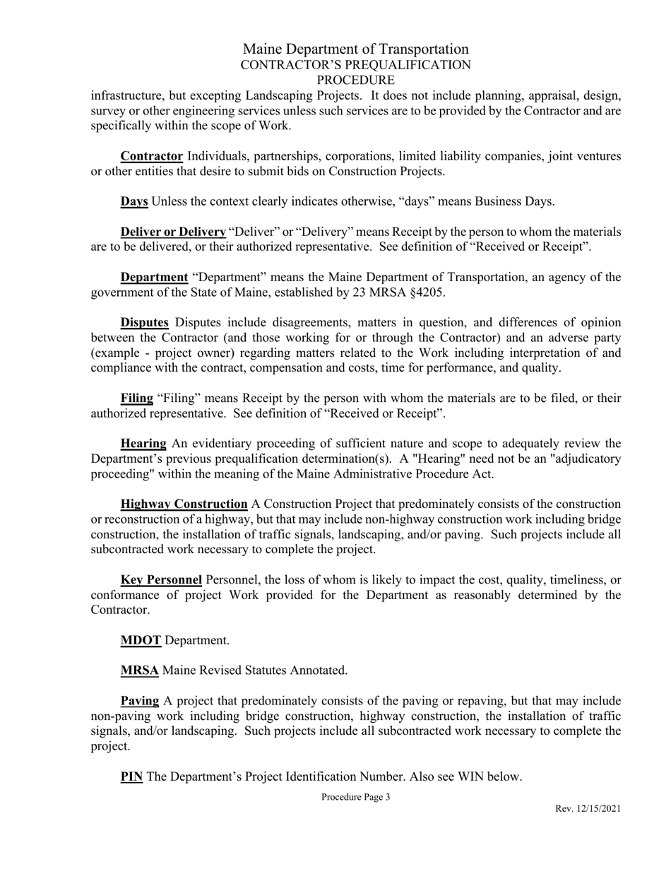 Contractor Prequalification Application - Maine, Page 3