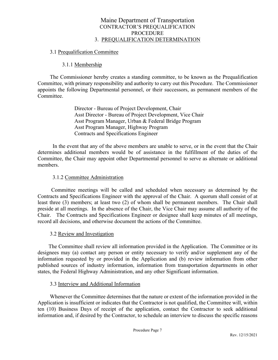 Contractor Prequalification Application - Maine, Page 7