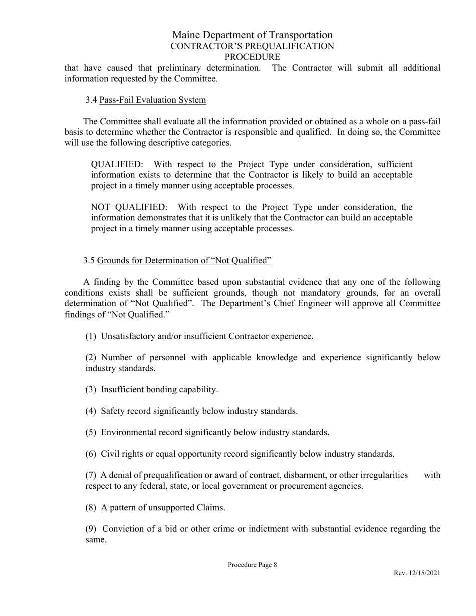 Contractor Prequalification Application - Maine, Page 8