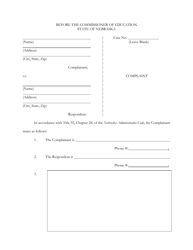 Document preview: Complaint Form - Nebraska