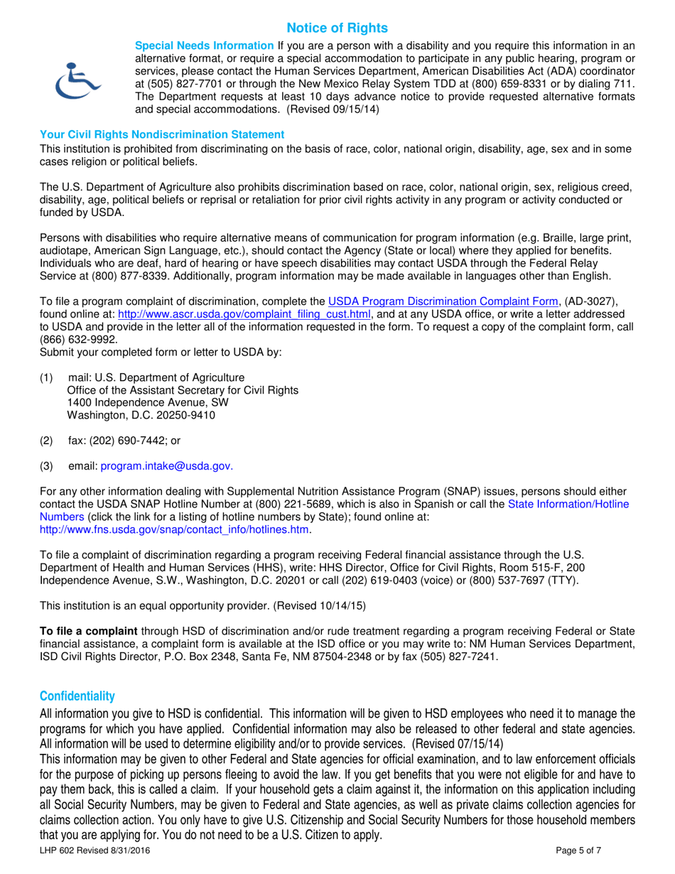 Form LHP602 Low Income Home Energy Assistance Program Application - New Mexico, Page 5